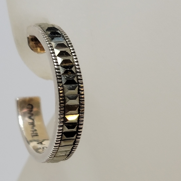 Sterling Silver Sparkly Marcasite Hoop Earrings - Picture 5 of 5